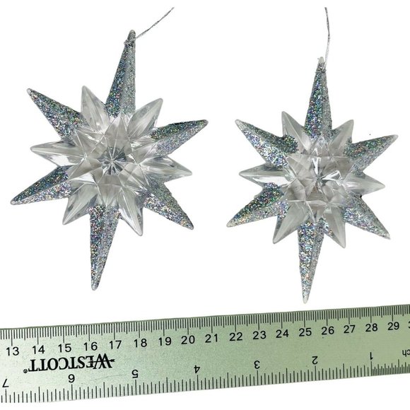 28 Christmas Ornaments Snow Theme & Bells Snowman Snowflakes Stars 28 pc lot - Picture 6 of 12